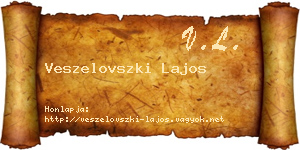Veszelovszki Lajos névjegykártya